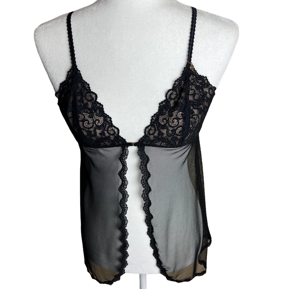Victoria’s Secret Very Sexy Black Lace & Sheer Fishnet Mesh Teddy Babydoll